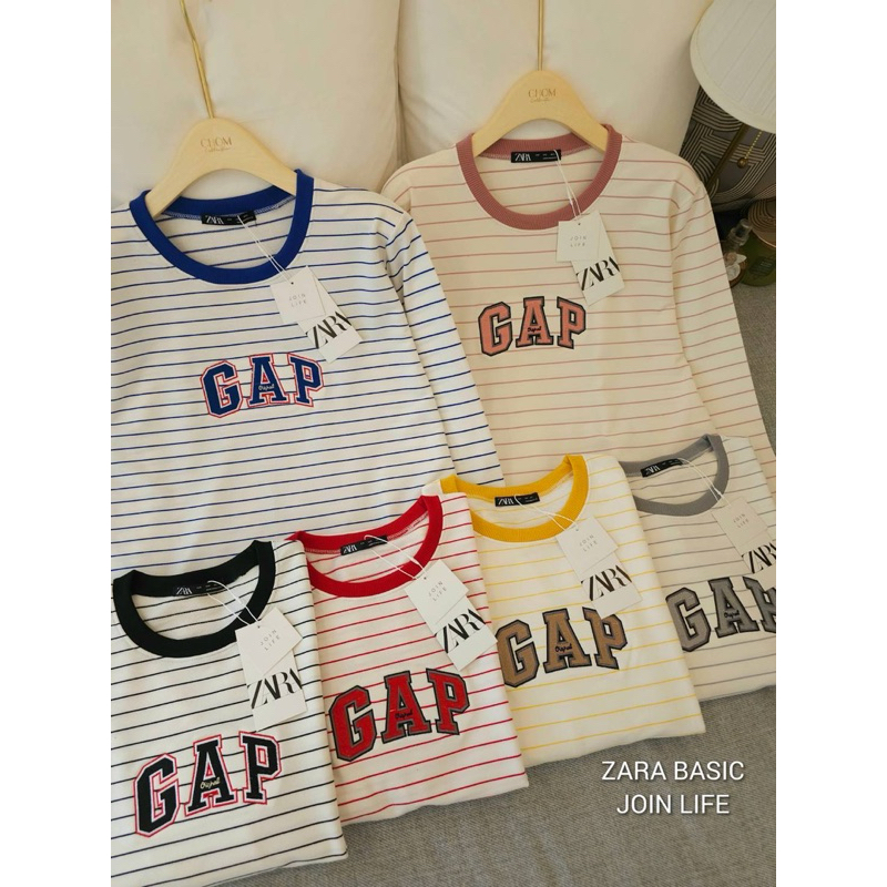 เสื้อยืดแขนยาวแฟชั่น ป้ายZARA อก44“ยาว26” ผ้ายืด ผ้าคอลตอล คอกลม แขนยาว งานปัก ดีเทลสวย ดูดี เนื้อผ้