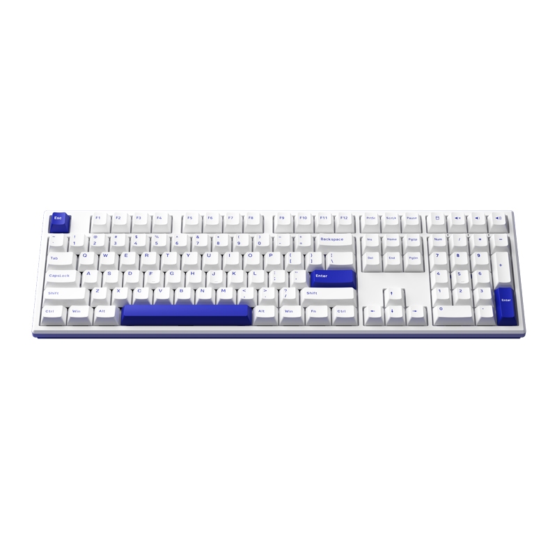 MONSGEEK KEYBOARD MG108B BLUE ON WHITE RGB 108 KEYS FULL SIZE - AKKO CREAM BLUE PRO SW(TACTILE)(EN) 