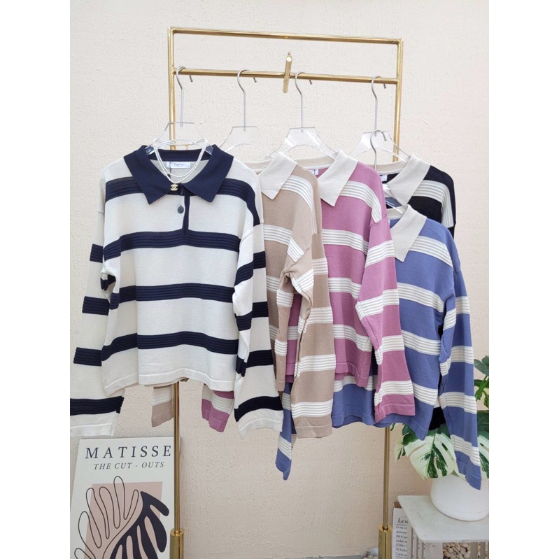 พร้อมส่ง เสื้อไหมพรม คอปก แขนยาว อก 32-44 (A54) ผ้าหนา