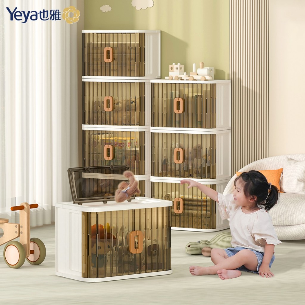 กล่องเก็บของพับได้🔒NEW ด้ามจับล็อคได้🔒เปิดกว้าง 180 องศา หน้าบานสไลด์ เปิดได้ 2 ทาง มีล้อ ซ้อนได้ ดีไซน์ใหม่