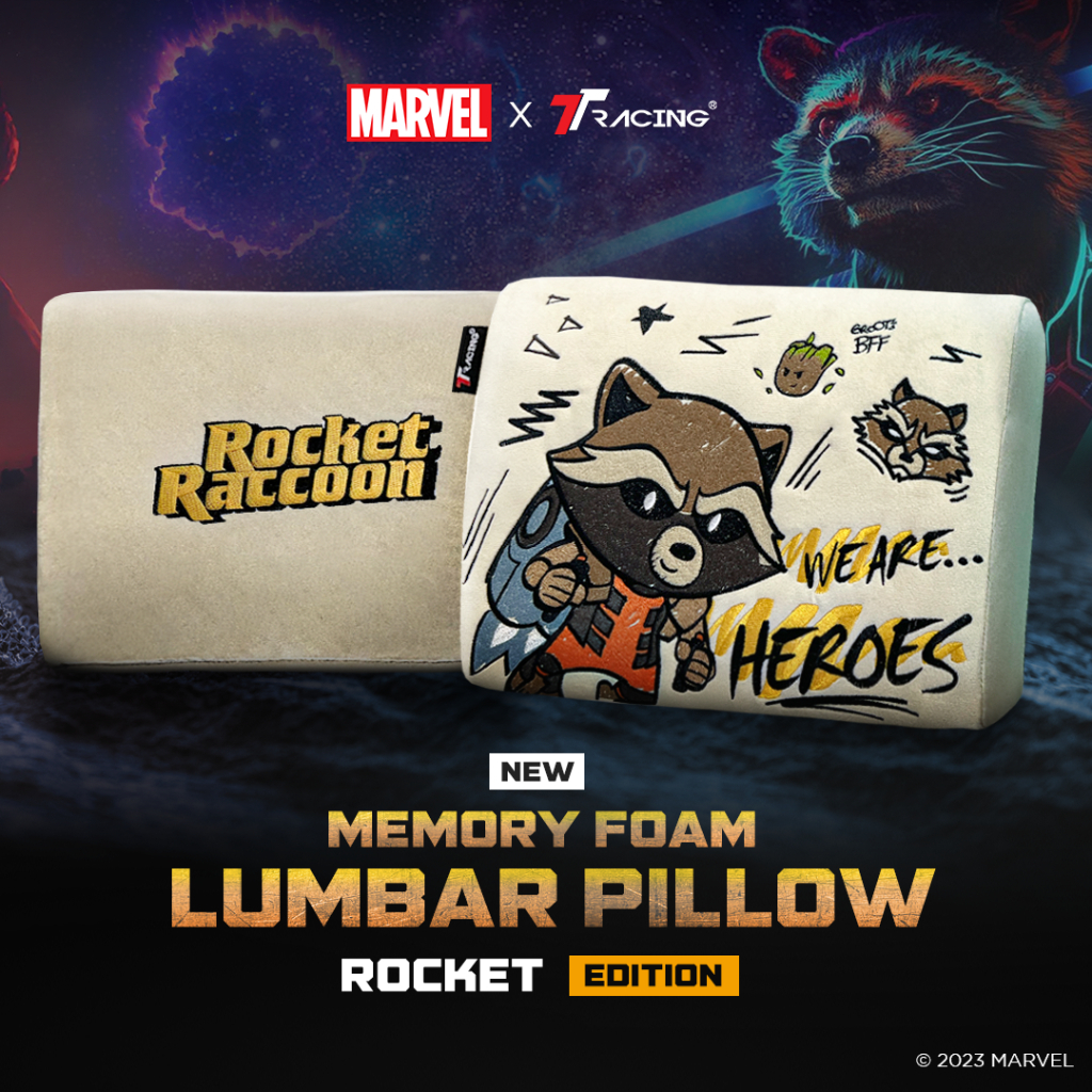 Exclusive Marvel x TTRacing L Size Lumbar Pillow - Rocket Edition