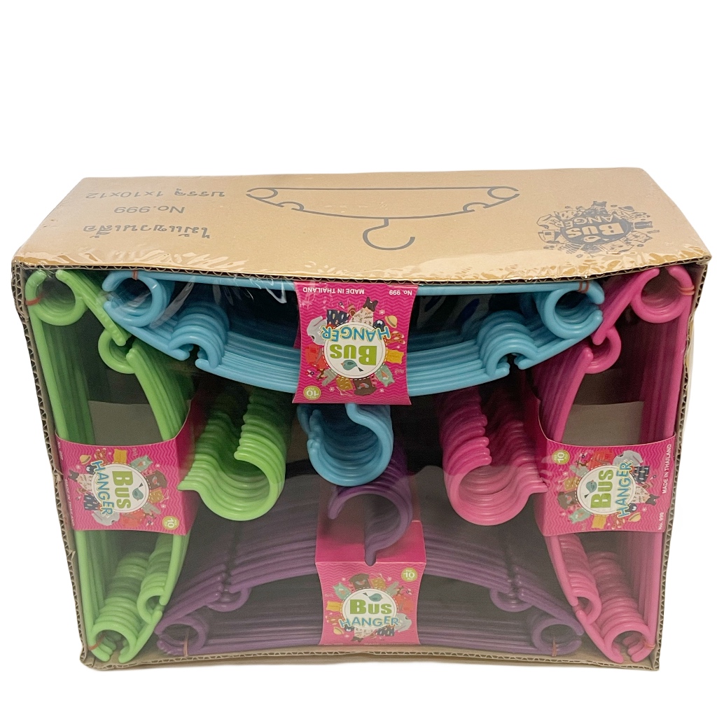 [ยกลัง] Bus HANGER ไม้แขวนเสื้อ No.999 พลาสติก (1*10*12) 120pcs. ไม้แขวนเสื้อเด็ก - รูปที่ 2