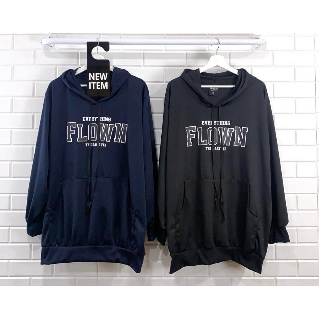 เสื้อสเวทเตอร์มีฮู้ดสกรีนลายไซส์ใหญ่ อก50-62+