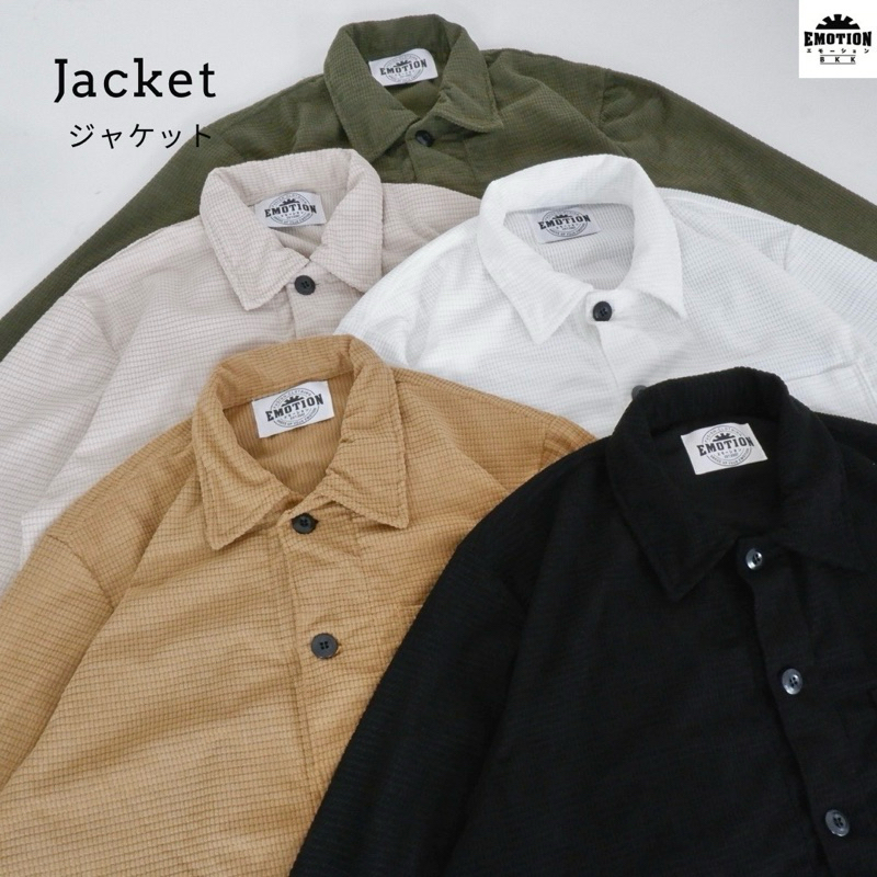 Emotion Jacket3กระเป๋า ผ้าลูกฟูกตาราง