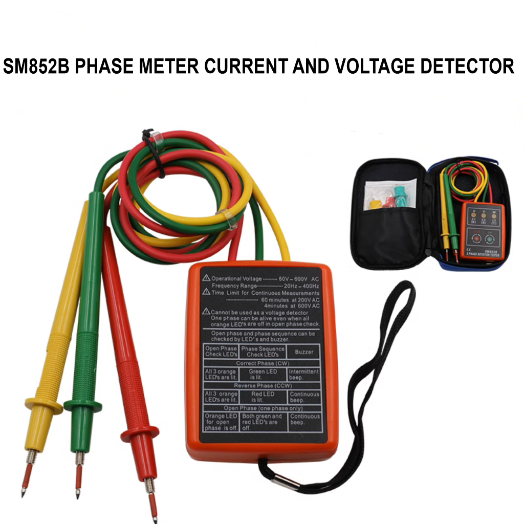 เครื่องวัดเฟสไฟฟ้า 3 เฟส SM852B 60V-600V 3 PHASE ROTATION TESTER