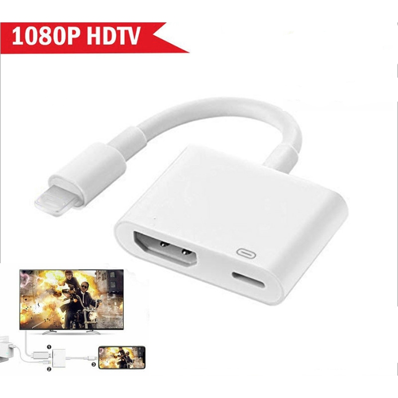 สายต่อมือถือเข้าทีวี สายต่อโทรศัพท์เข้าทีวี Light to HDMI Jack Audio TV Adapter Cable (สำหรับ ไอ5～14pro max ไอแพด)