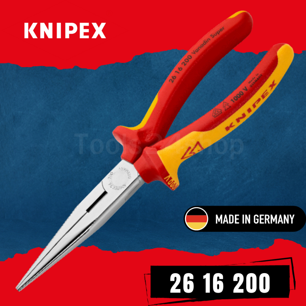KNIPEX คีมปากแหลม 8 นิ้ว ด้ามบาง/ด้ามหนา/ด้ามกันไฟฟ้า No.2611200/2612200/2616200