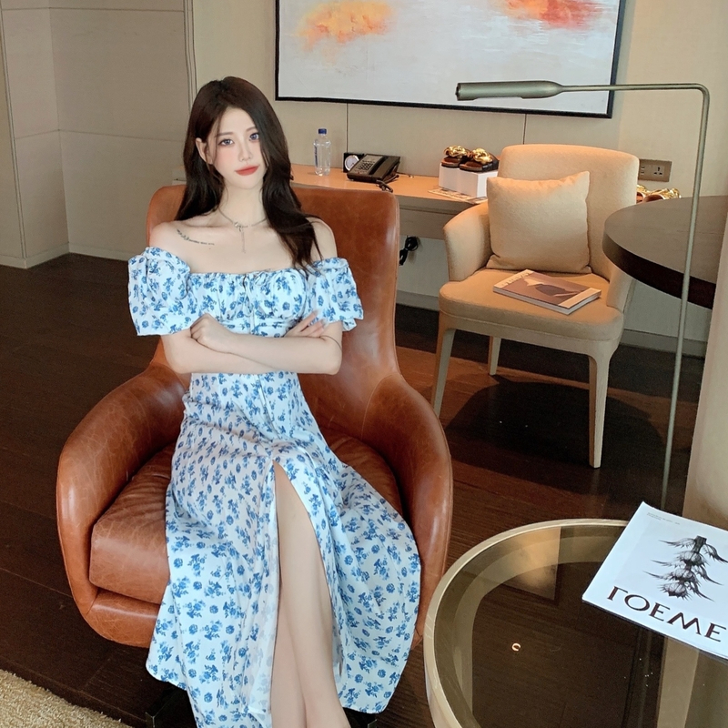 เดรสยาว แหวกข้าง แฟชั่นผู้หญิง ชุดเดรส ไปทะเล ES2020 9470