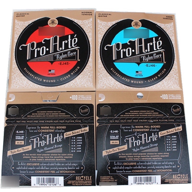 D'addario EJ45/EJ46/EJ49 Pro-Arté Nylon สายกีตาร์คลาสสิก Normal Tension