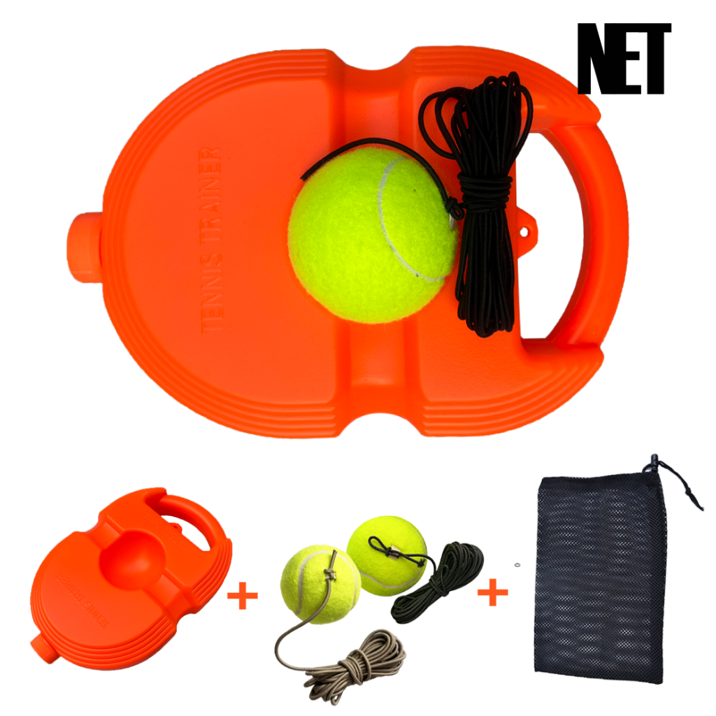 NET Tennis Trainer V2 ชุดฝึกเทนนิสด้วยตัวเอง 1 ฐาน 2 ลูกเทนนิส+เชือก พร้อมถุงตาข่าย 1 Set