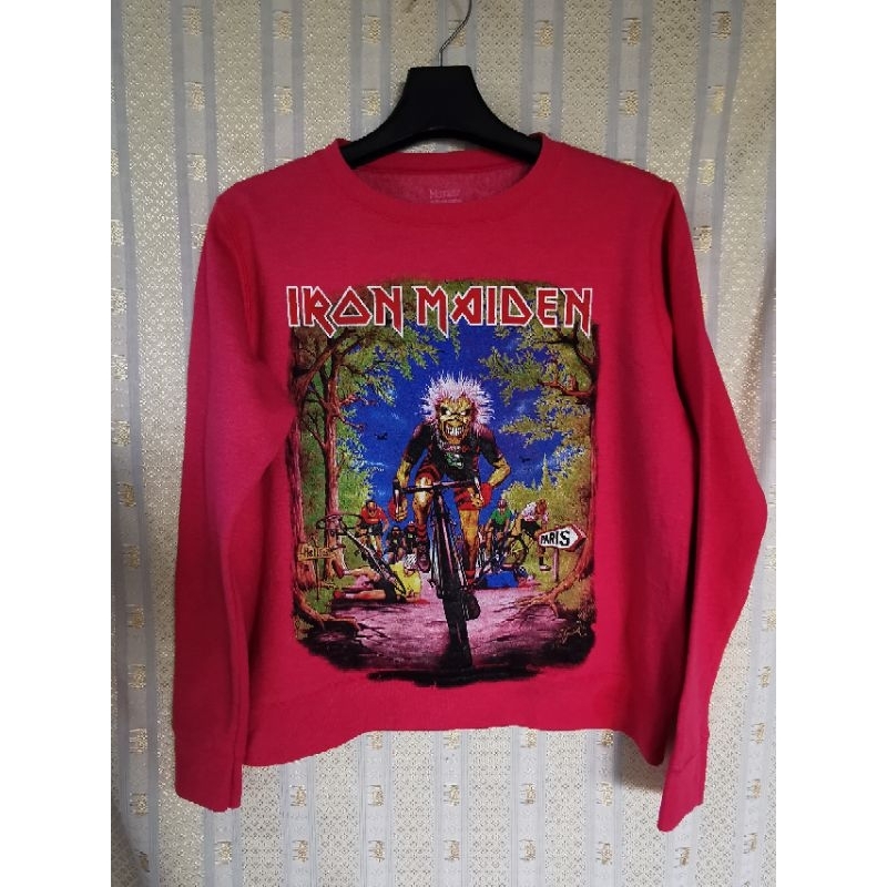 เสื้อแขนยาว Hanes พิมพ์​ลาย​วง Iron Maiden #Used