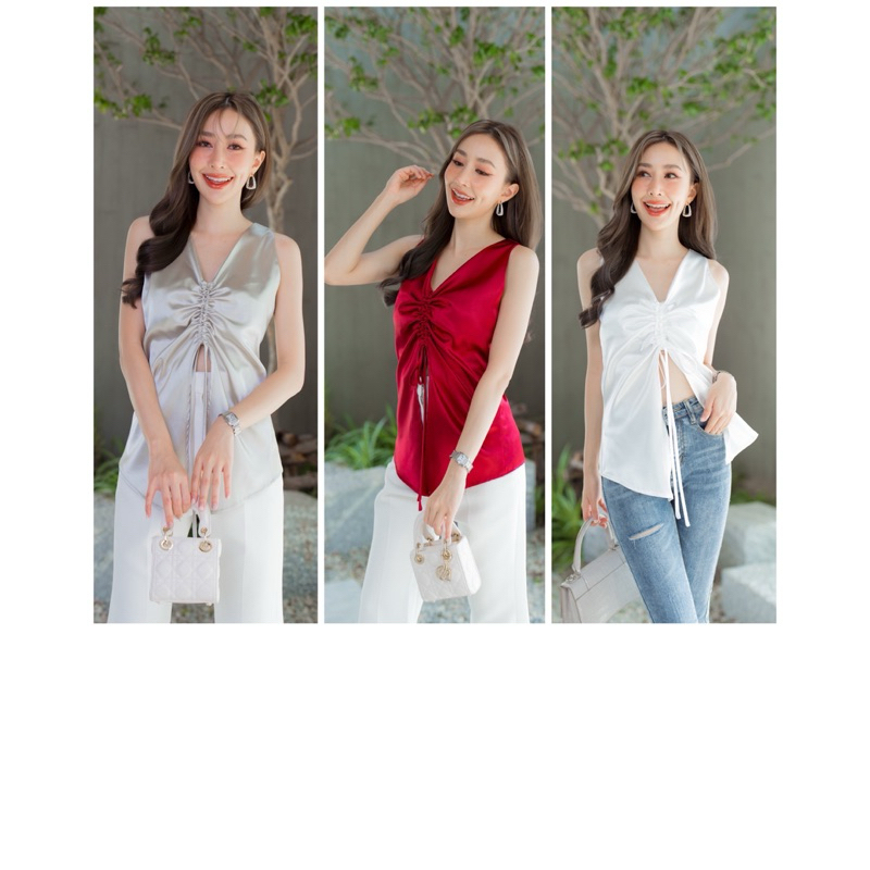 เสื้อแขนกุด ดีเทลรูดหน้า