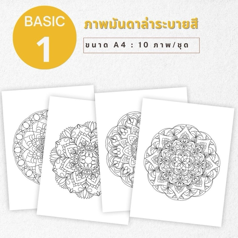 ชุดภาพระบายสีมันดาล่าสำหรับมือใหม่ - Mandala Basic Set 1