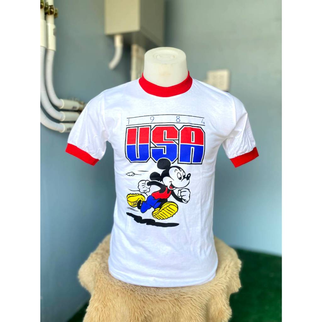 เสื้อยืดวินเทจ/แขนจั้ม/มิคUSกกุ้น