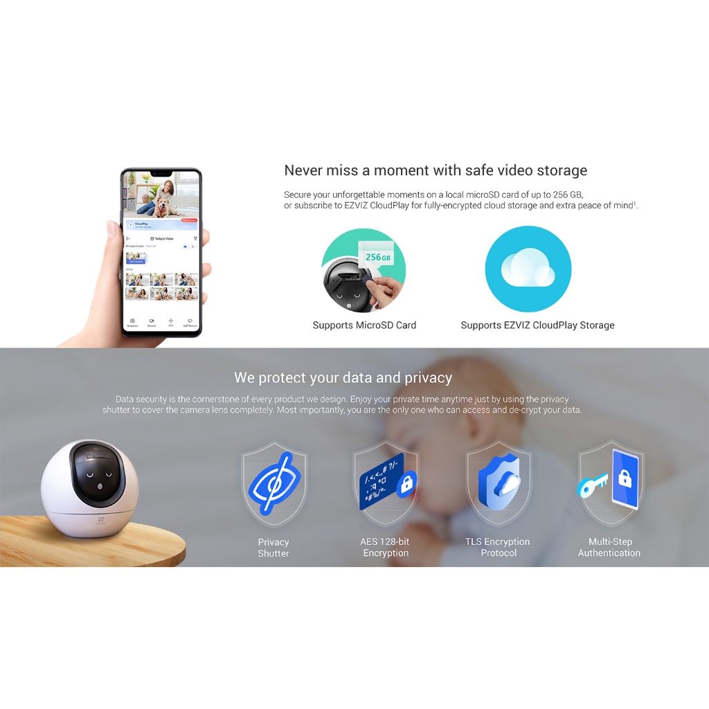 EZVIZ C6 กล้องวงจรปิดระบบ IP WIFI 4 MP Indoor Smart Home Camera มีไมค์และลำโพงในตัว BY BILLIONAIRE SECURETECH