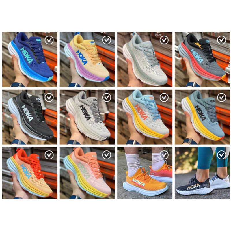 ผ้าใบวิ่ง ผู้ชาย ผู้หญิง ผ้าใบออกกำลังกาย พร้มกล่อง Hoka รองเท้า