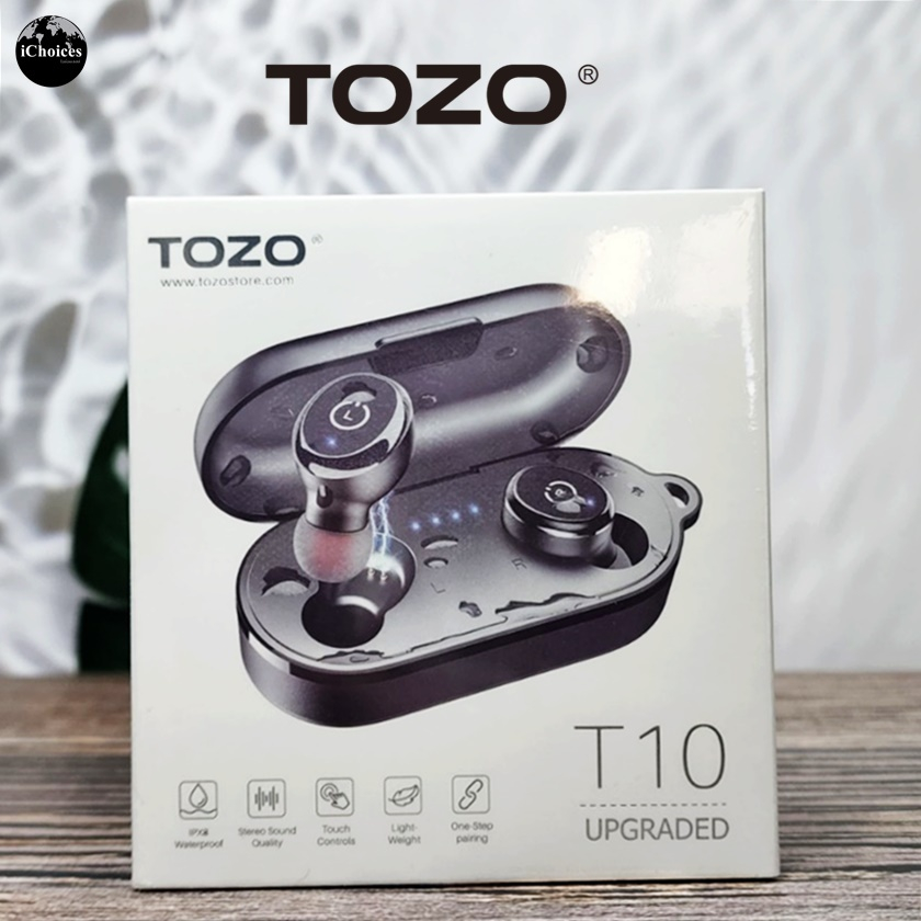 [TOZO] หูฟังไร้สาย พร้อมเคสชาร์จไร้สาย สำหรับกีฬา T10 Bluetooth Upgraded 5.3 Wireless Earbuds with Deep Bass for Sport