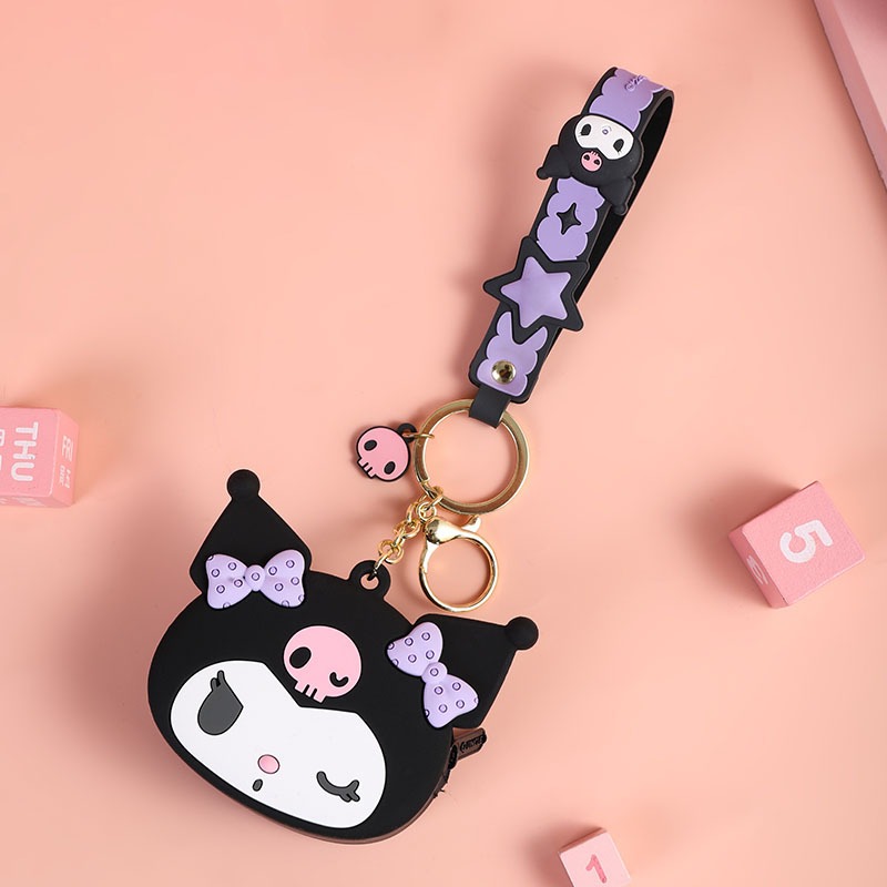 🐰 กระเป๋าใส่เหรียญ  ซิลิโคน SANRIO งานแท้ ก้นหนา สามารถ  ใส่เคส Air pod มีป้ายและสติกเกอร์งานแท้ ขนาดประมาณ 10×7.5×5 cm