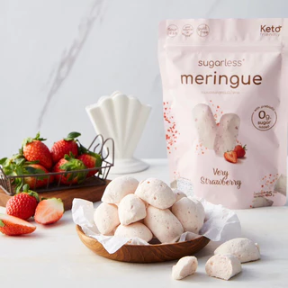 เมอแรงค์ สูตรไม่เติมน้ำตาล คีโต รส Very Strawberry (Sugarless) คีโตแท้ 100% ขนมคีโต ขนมคลีน keto meringue เมอแรงค์คีโต