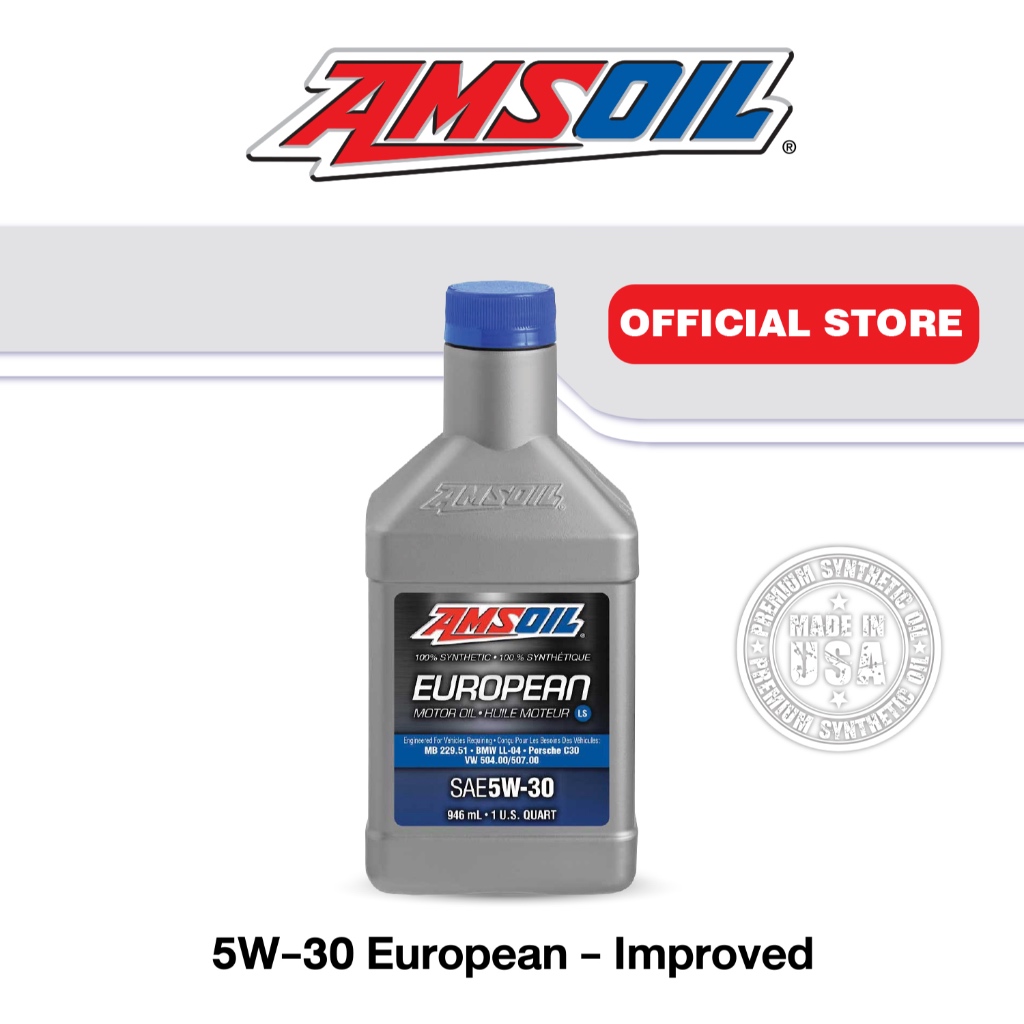 AMSOIL 100% Synthetic European Motor Oil 5W-30 (Low-SAPS) ฝาน้ำเงิน สังเคราะห์แท้สำหรับรถยุโรป