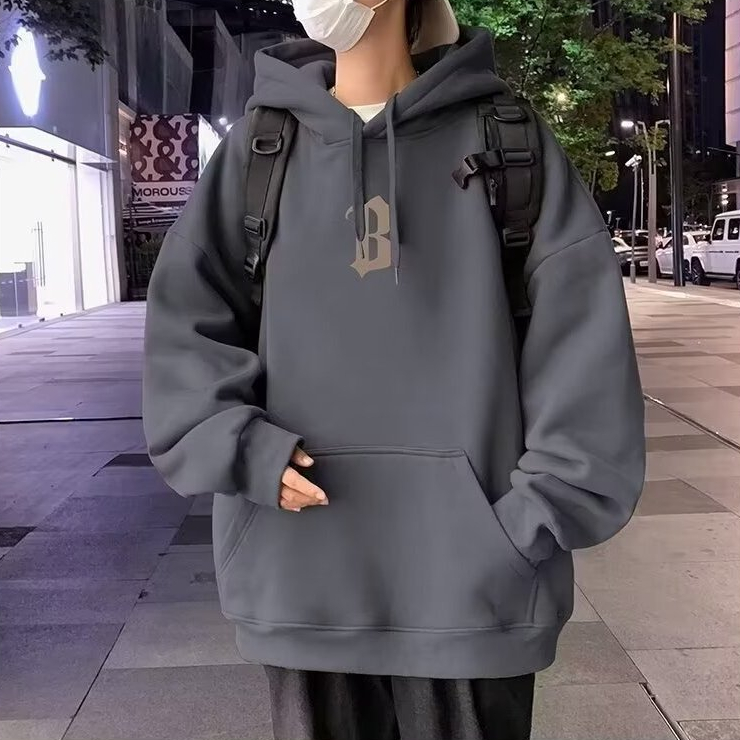 TS MEN เสื้อแขนยาวมีฮู้ด เสื้อกันหนาวมีฮู้ด ผ้าสำลี ผ้าหนาดีใส่สบาย รุ่น0210