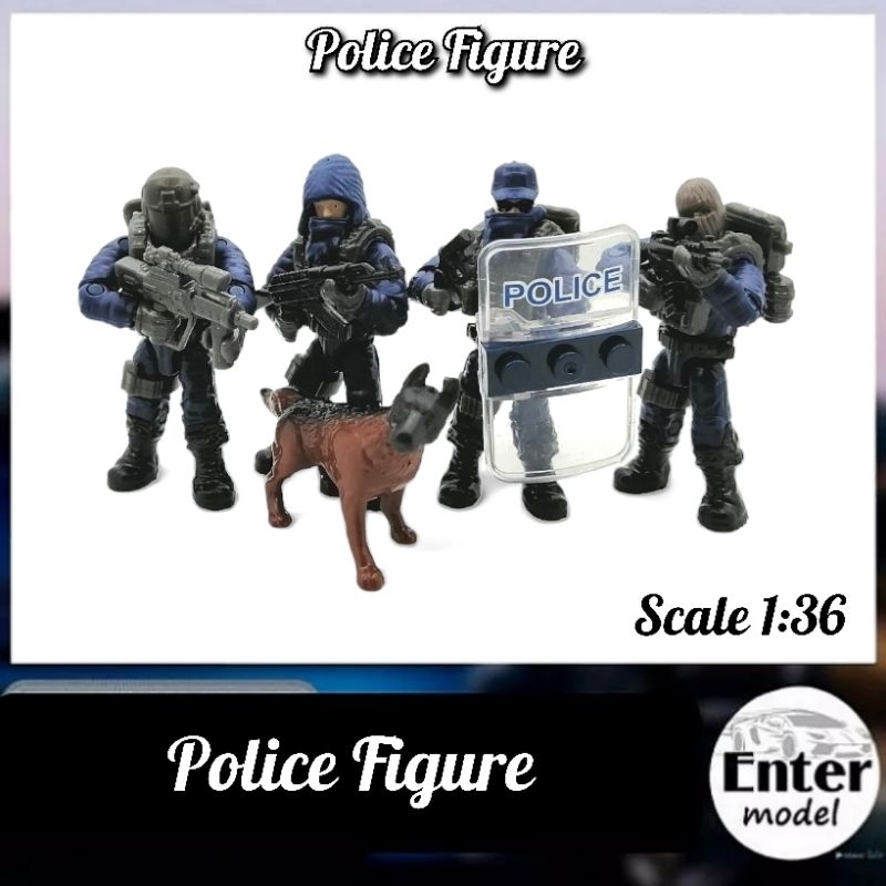 โมเดลตำรวจ Police​ Figure​ Scale 1/36 สูง 5.5cm ปรับท่าทางได้ โมเดลพลาสติก​และเรซิ่น​