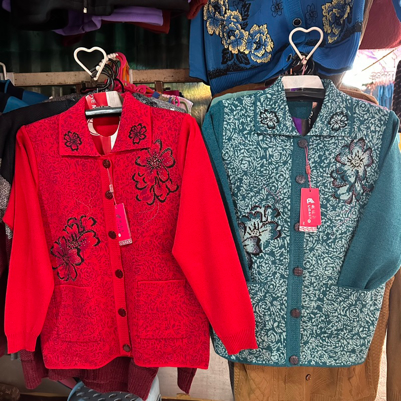 เสื้อกันหนาวไหมคนแก่ เสื้อไหมพรมเกาหลีอาม่า ผ้าดีหนานุ่ม