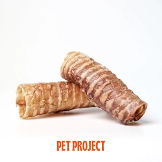 Pet Project หลอดลมวัวอบแห้ง Dehydrated Beef Tracheaขนมขัดฟันสุนัข 100% Natural