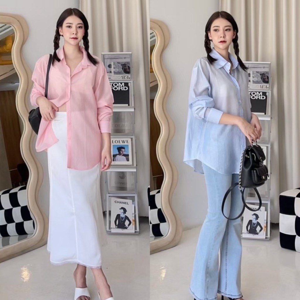 เชิ้ตผ้าบาง Oversized code:8882