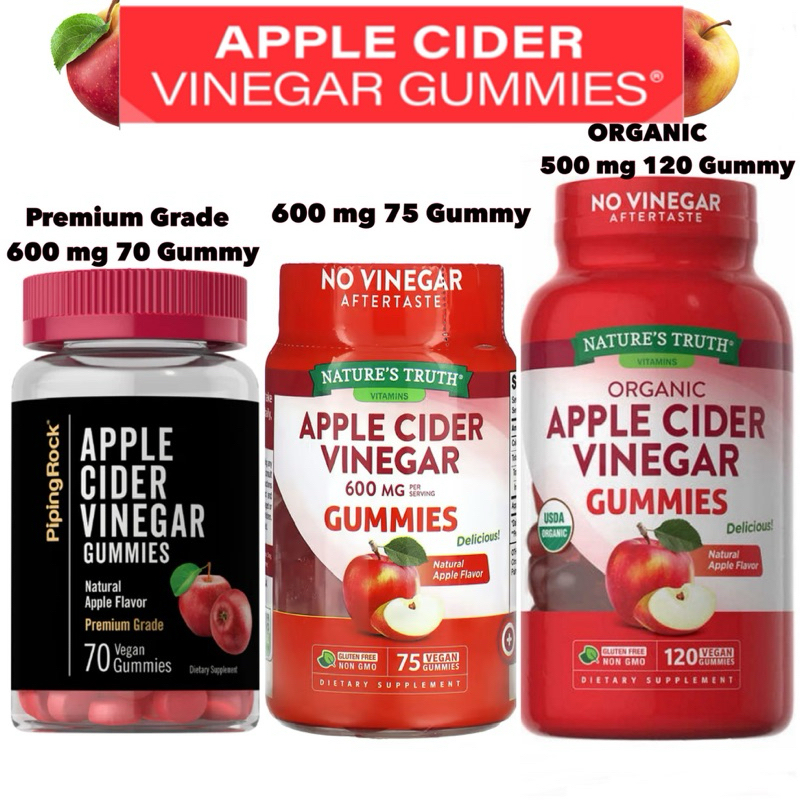 ส่งไว⚡️Apple Cider Vinegar Gummies, Nature’s Truth ,Piping Rock แอปเปิ้ลไซเดอร์,เยลลี่ กัมมี่, เยลลี่ลดน้ำหนัก