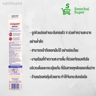 คอลเกต แปรงสีฟัน เดอลุกซ์ พลัส 12ชิ้น ขนแปรงนุ่มปานกลาง #คละสี แปรงสีฟันสำหรับผู้ใหญ่