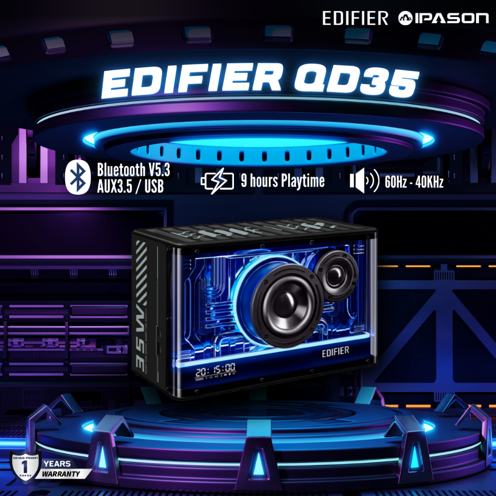 EDIFIER MULTIMEDIA SPEAKERS รุ่น QD35 (BLACK) ลำโพง บลูทูธ ไร้สาย รับประกัน 1 ปี โดย IPASON
