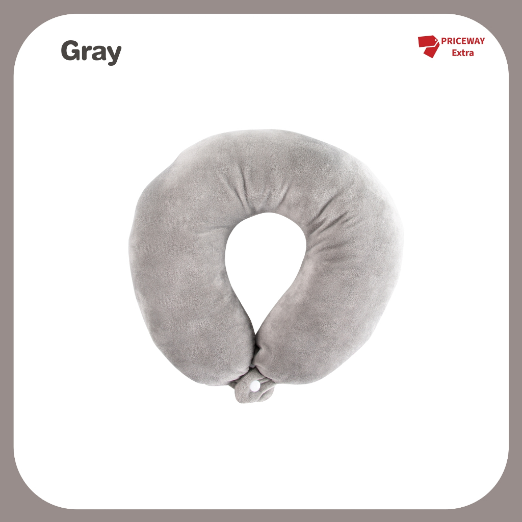 หมอนรองคอ รุ่นพิเศษ มีกระดุมล็อคPWN005 นุ่มสบาย ใช้แล้วไม่ปวดคอ หลับสบาย Neck pillow ใยหนานุ่ม