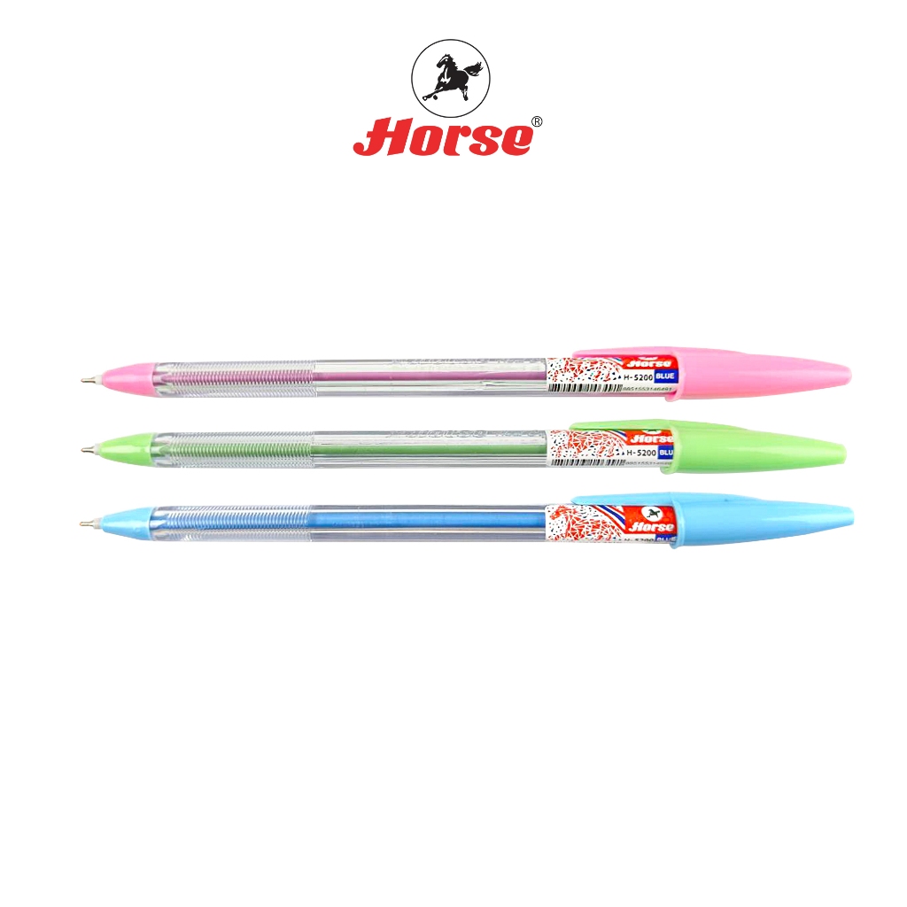 HORSE (ตราม้า) ปากกาลูกลื่น แบบกด 0.7 มม. ตราม้า H-146 สีพลาสเทล  คละสี จำนวน 1 ด้าม