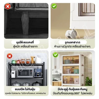 MULI ตู้เก็บของ80cm เก็บจานชาม มีฝาปิดกันฝุ่นกันหนู ตู้เก็บของในครัว วางเตาอบและไมโครเวฟได้ ไม่เป็นสนิม สามารถพับเก็บได้