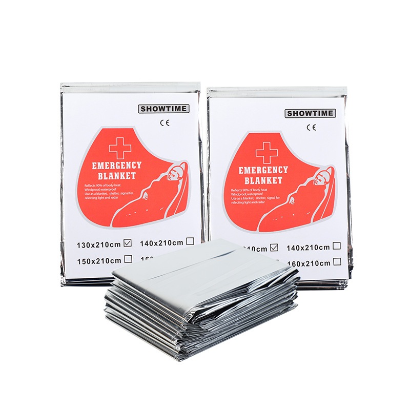 ผ้าห่มอวกาศ130*210ซม 160*210ซม ฉุกเฉิน แผ่นสะท้อนแสง emergency rescue blanket เทคโนโลยีจาก ผ้าห่มฉุกเฉินกันน้ำสำหรับกลา