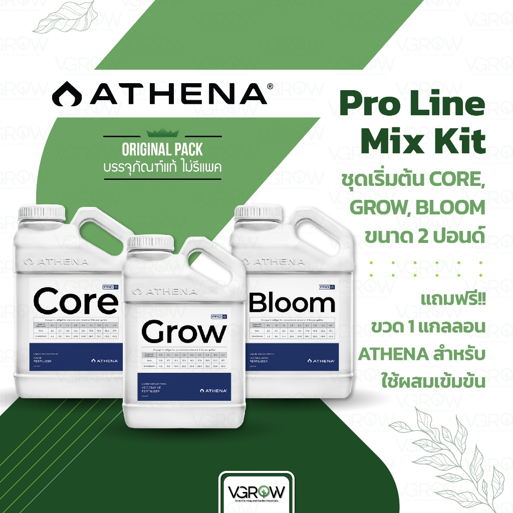 [ส่งฟรี] Athena Mix Kit Pro Core Bloom Grow 2 lbs ปอนด์ พร้อมถังแกลลอนสำหรับผสม 3 ถัง ชุดเริ่มต้นอาเธน่า
