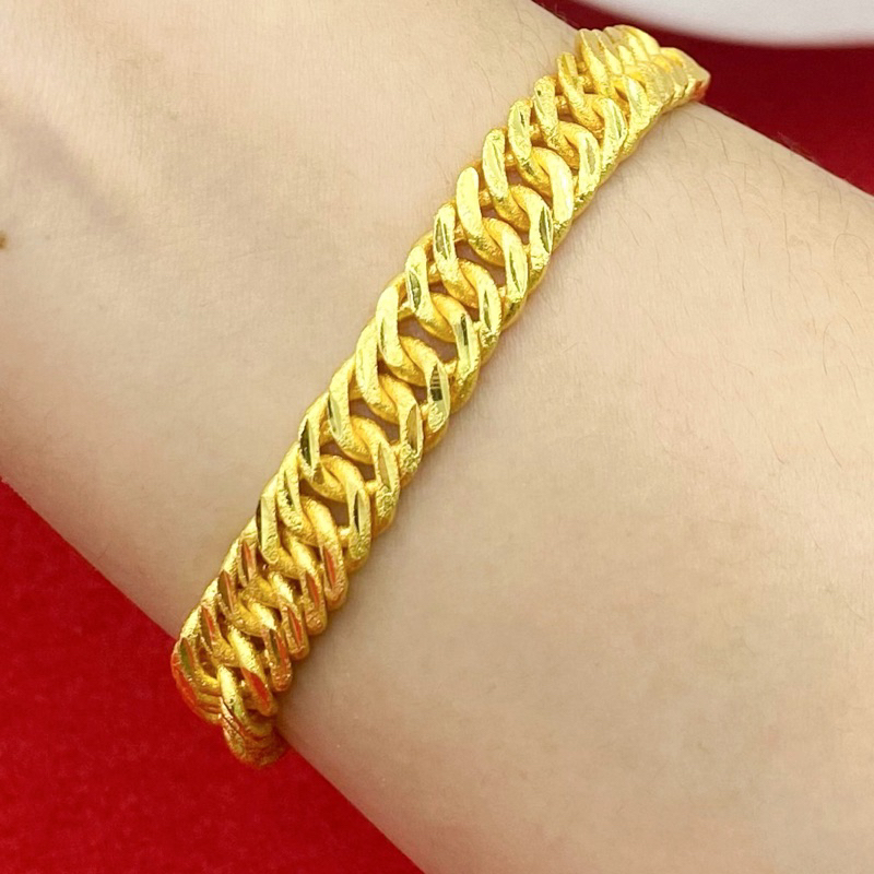 สร้อยข้อมือทอง1บาท ลายตัวSจิกทราย ทองโคลนนิ่งเหมือนแท้ ทองปลอม ทองชุบ 0174