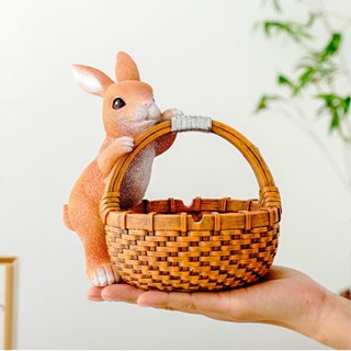🐇พร้อมส่ง🐇ตกแต่งห้อง ตะกร้าสานเลียนแบบกระต่าย สามารถเก็บกุญแ…