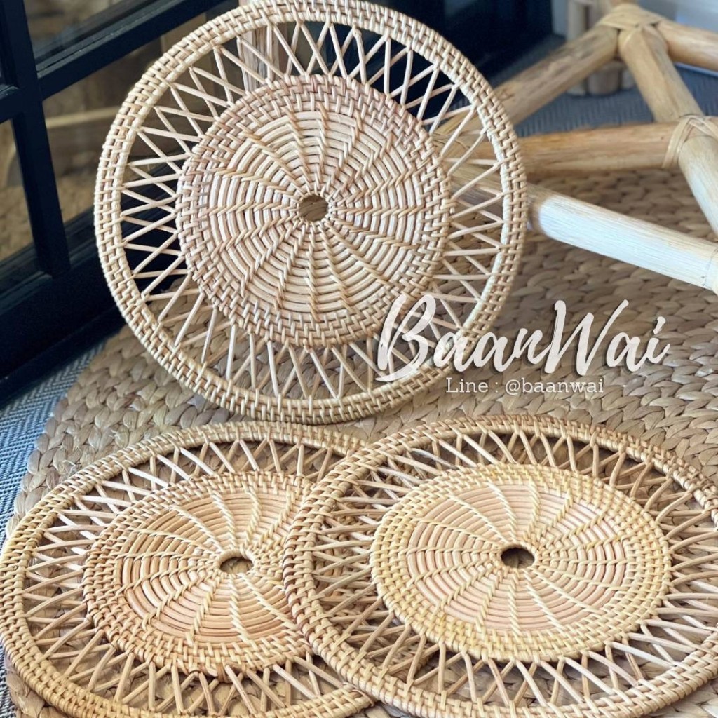 บ้านหวาย-กระจกกรอบไม้ สานแผ่นหวาย  กระจกตกแต่งห้อง