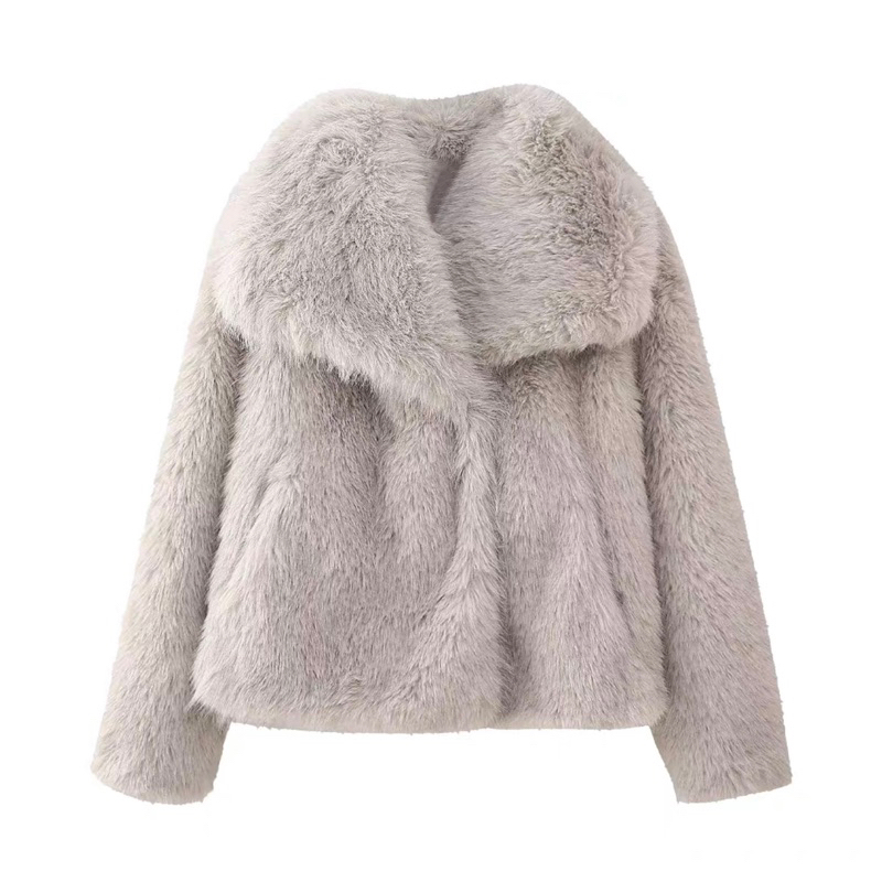 (พร้อมส่ง!) เสื้อโค้ทขนเฟอร์ Faux fur แบบสั้น ปกใหญ่ สีสวยมากก ด้านในบุอย่างดี