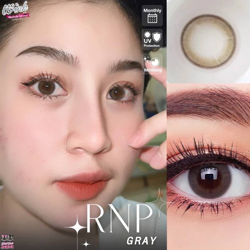 💋 มีค่าสายตา 💋 Wink RNP Gray Brown บิ๊กอาย สุดปัง คอนแทคเลนส์ รายเดือน มีอย แถมตลับฟรี  เลนส์นิ่ม สว