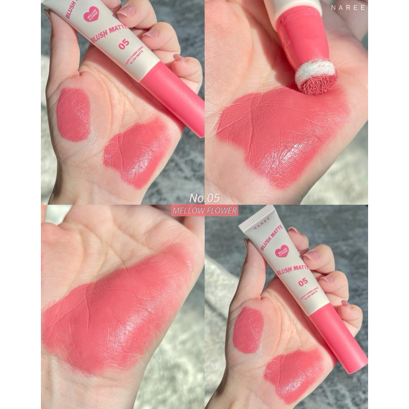 บลัชออนใหม่ Naree เบอร์05 MELLOW FLOWER  แก้มแดงอมชมพูสดใส เหมือนสีกลีบดอกไม้ ทาปุ๊บหน้าสดใสปั๊บ สีน