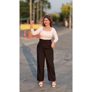 กางเกงเอวสูงสาวอวบ รุ่นกระดุมคู่2XL-6XL