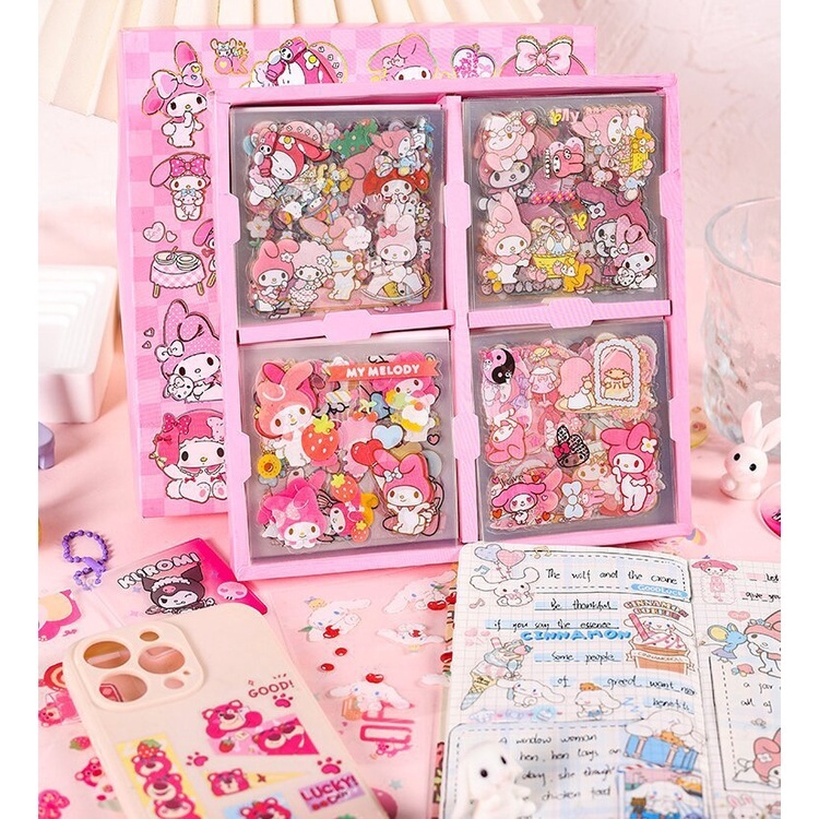 SANRIO สติกเกอร์ใส ลายซานริโอ้ สําหรับตกแต่งสมุดโน้ต DIY จํานวน 100 แผ่น