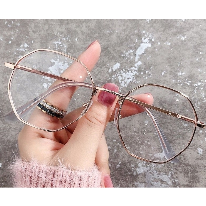 [พร้อมส่งจากไทย ] แว่นกรองแสงสีฟ้า แว่นทำงาน แว่นทรงแปดเหลี่ยม เลนส์ใส ใส่แล้วหน้าเด็ก น่ารัก ฮิตสุดๆ  Mellow BB01.