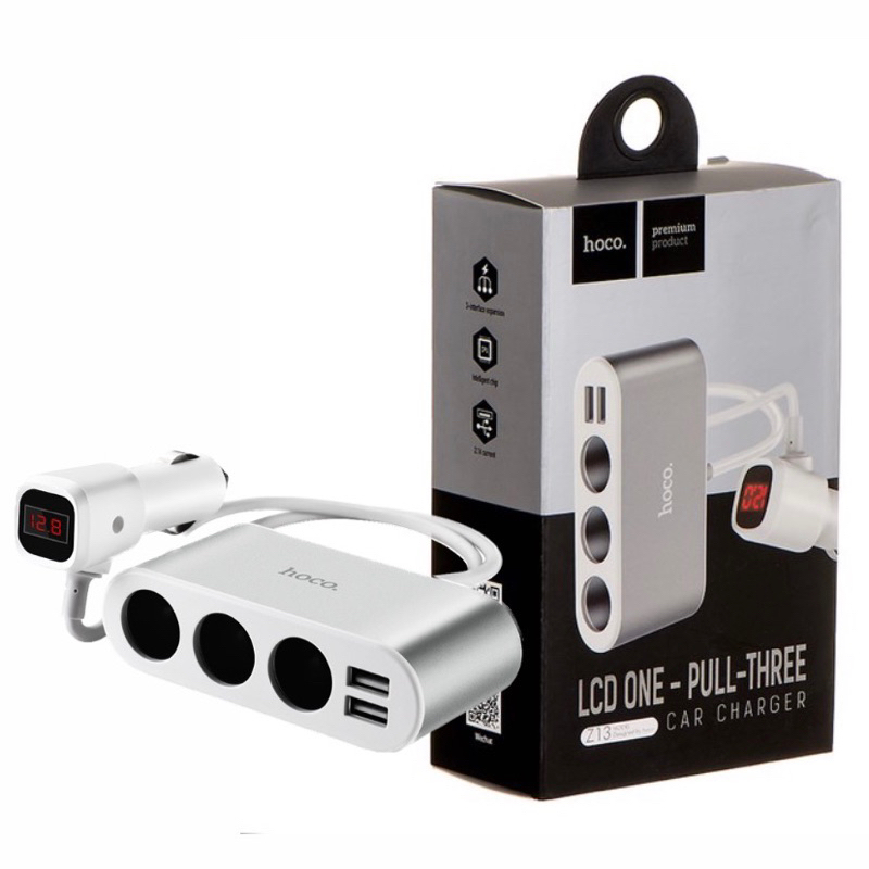 HOCO Car Charger 5V/2.1A ปลั๊กขยาย 3 ช่อง พร้อมช่อง USB 2 Port รุ่น Z13
