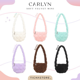 (พร้อมส่ง) Carlyn Soft Velvet Mini Bag สี Ivory/Pink/Mint/Br…