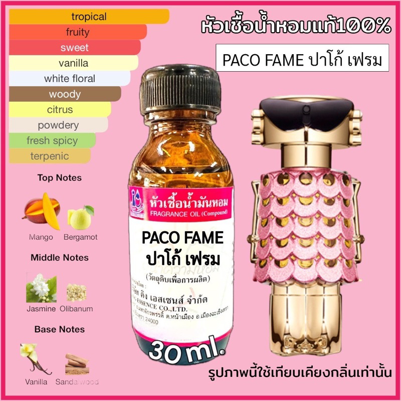 หัวเชื้อน้ำหอม 100% กลิ่น ปาโก้ เฟม PACO FAME 30มล.