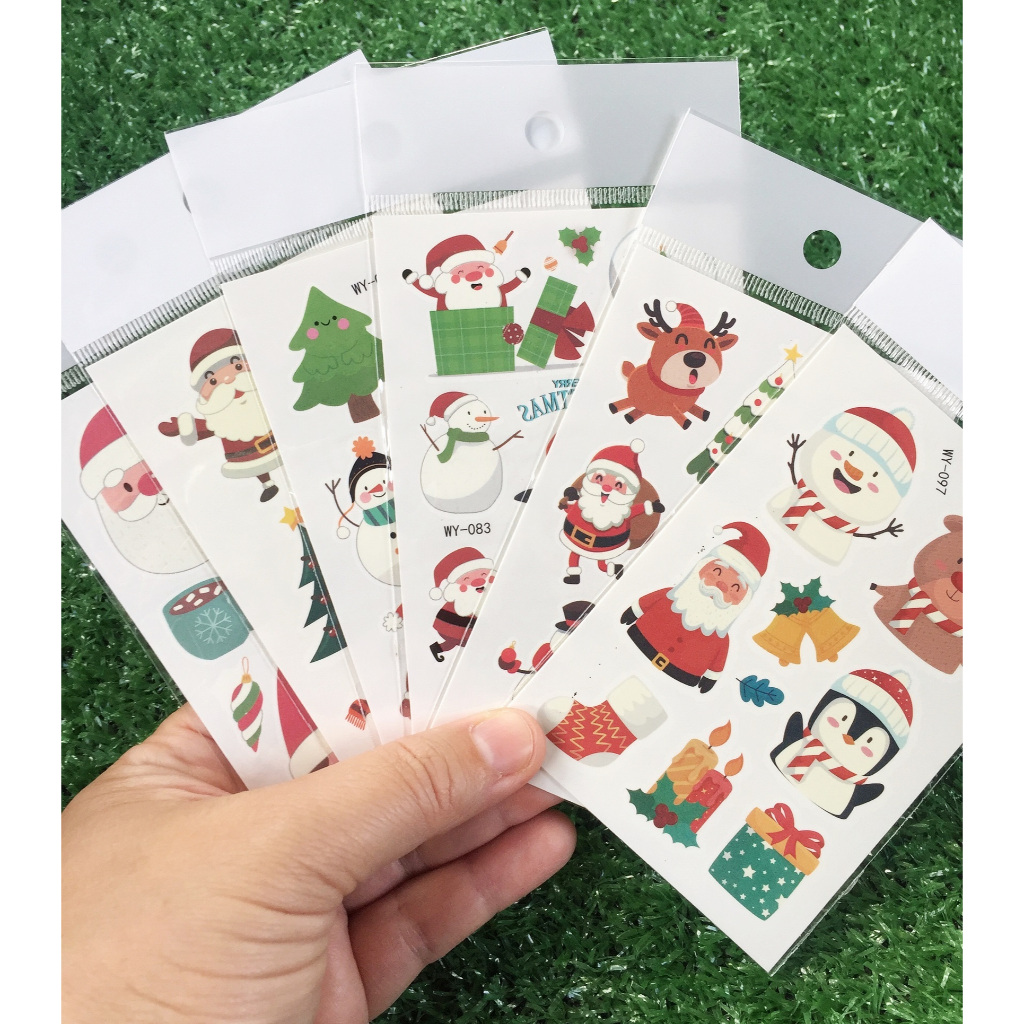 แทททูคริสมาส์ แผ่นละ 8 บาท แทททูเรืองแสง ซานตาคลอส คริสต์มาส เรืองแสงChristmas Tattoo ของแจกปีใหม่